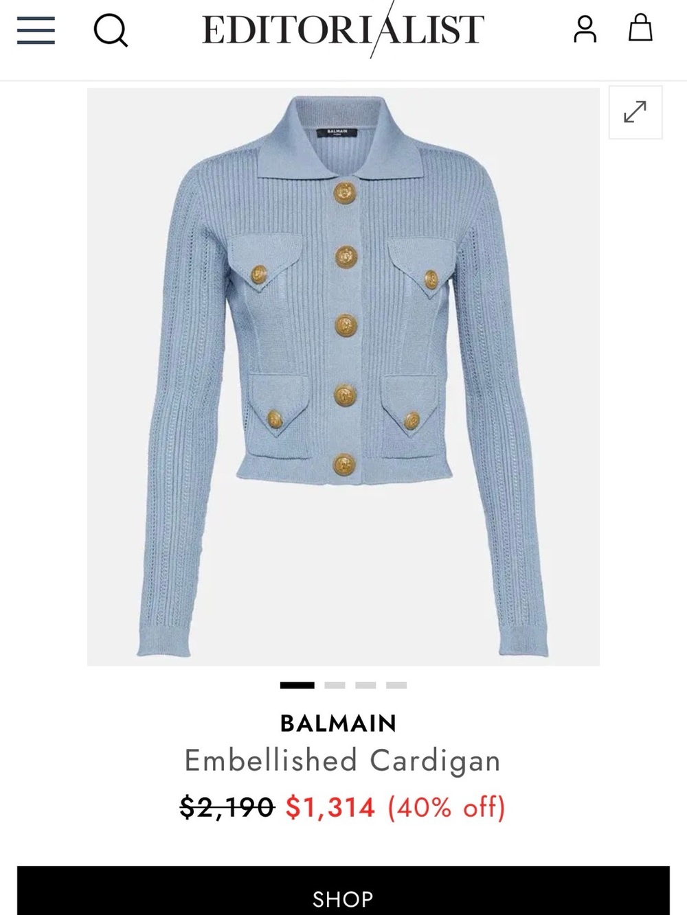 Balmain Rib Knit Cardigan Blue Gold Button Jacket - Picture 6 of 10
